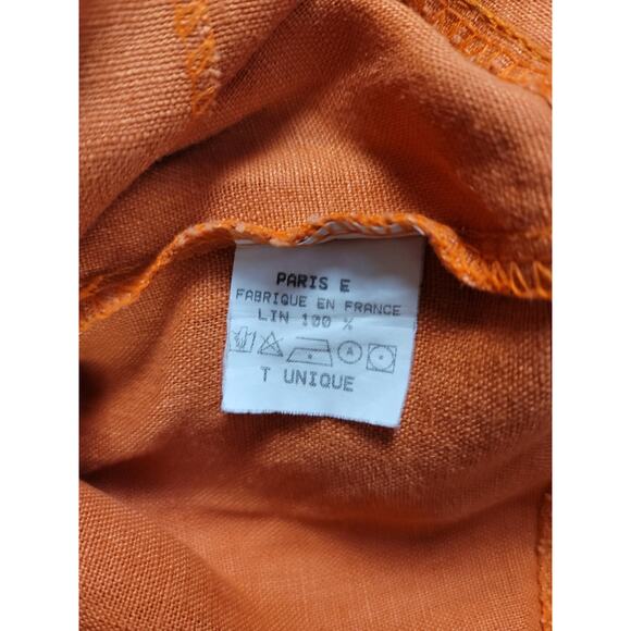 KY Creation Linen T Unique Orange Button Down Shirt Long Sleeve - Picture 3 of 12